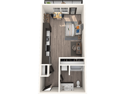 Floor plan for studio, 1 bath, 506 sqft